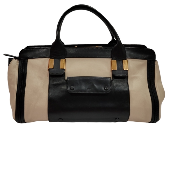 Chloe Alison Large Leather Bag, Cream/Black - Picture 1 of 16